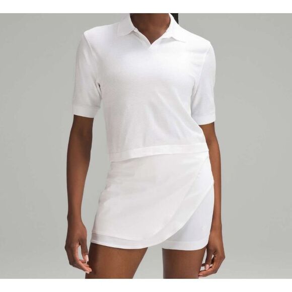 Lululemon Swiftly Tech Relaxed-Fit Polo Shirt, White / White, EUC, Sz 6 - Picture 1 of 8